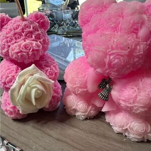 Pink Rose Bear with White Accents